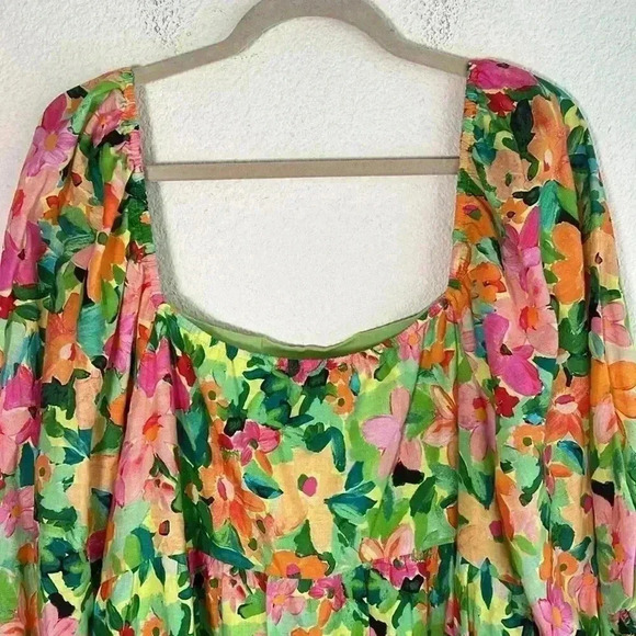 NWT Sanctuary Green Scoop Neck Boho Floral Midi Dress Size XL - Picture 9 of 11